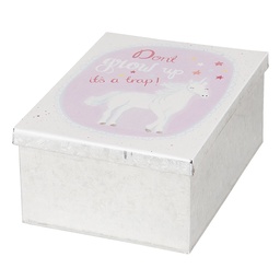 [6Y3686] Scatola di Latta Bianco, Rosa 10X14X6 cm