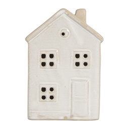 [6CE2182] Dekoration Haus mit LED Weiß Beige 8x5x12 cm