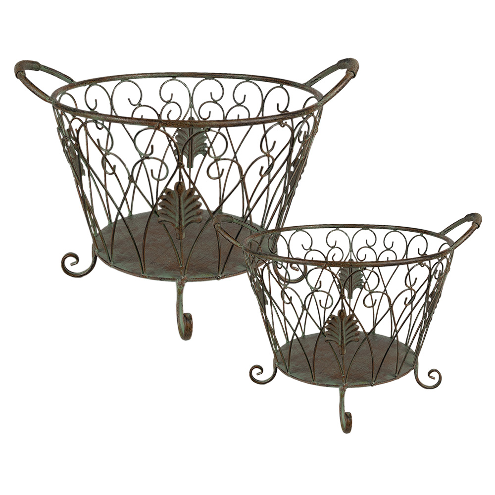 Ijzeren mand (2) 41x33x29 / 35x28x24 cm