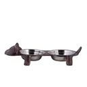 Mangeoire à oiseaux Chat Marron 42x18x8 cm / 2x350 ml