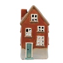 Kerzenhalter Weihnachten Häuschen Orange Braun 10x8x18 cm
