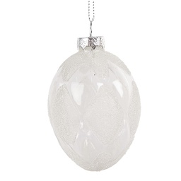 [6GL4470] Décoration pendentif uf Transparent Blanc Ø 6x9 cm