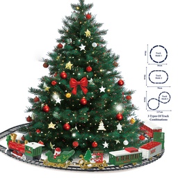 [66798] Décoration Train de Noël Vert Rouge 117x56x5 cm