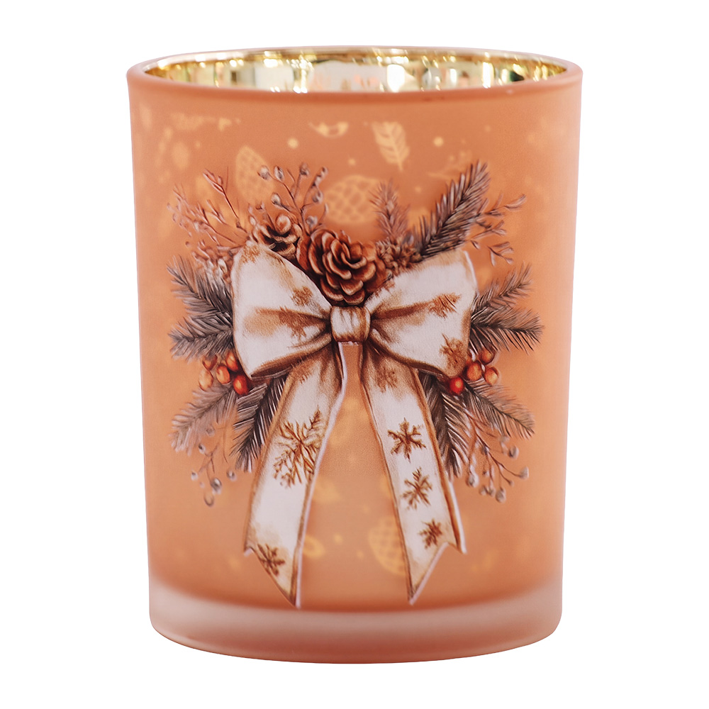 Tealight holder Brown White Ø 7x8 cm