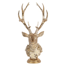 [6PR6259] Weihnachtsdeko Rentier Goldfarbig Weiß 24x19x52 cm