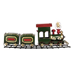 [5Y1309] Décoration Train Vert 77x15x31 cm
