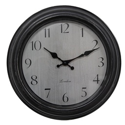 [6KL0809] Wanduhr Schwarz Grau Ø 30x4 cm / 1xAA
