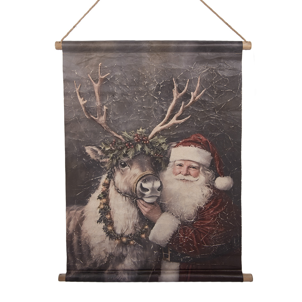 Wandkarte Weihnachtsmann Rot Grau 55x3x75 cm