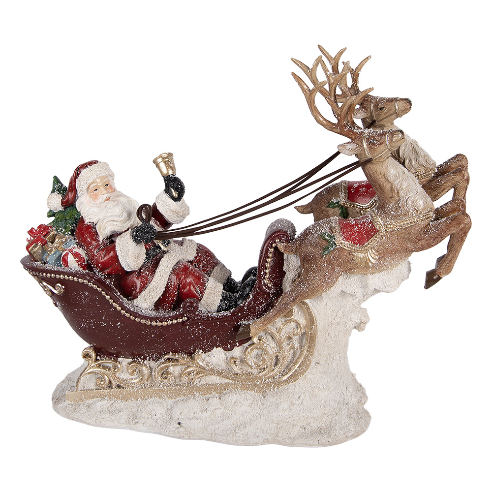 Decoratie kerstman in slee 42x14x36 cm