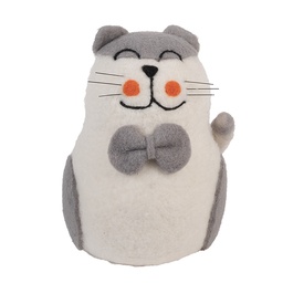[66294] Filzkatze Weiß Grau 14x14x20 cm