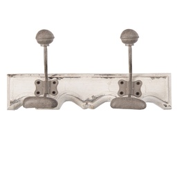 [6H2400] Wandgarderobe 2 Haken Weiß Grau 23x6x10 cm