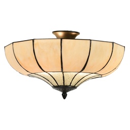 [5LL-5982] Lampe de plafond Tiffany Beige Ø 46x25 cm E27/max 2x60W