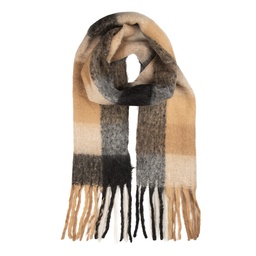 [JZSC0856Z] Foulard Femme Noir Beige 38x200 cm