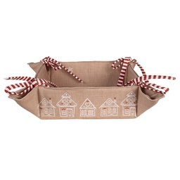 [GBB47] Corbeille à pain Marron Blanc 35x35x8 cm