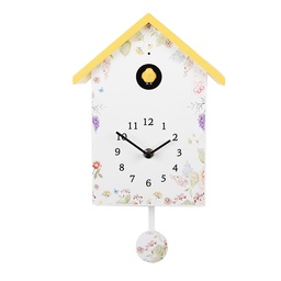 [6KL0839] Wall Clock White Yellow 20x10x26 cm / 3xAA