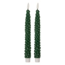 Candela con LED set 2 Verde Ø 3x25 cm / 2xAAA