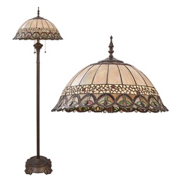 [5LL-5681] Lampada da Terra Tiffany Beige, Marrone Ø 50x165 cm E27/max 3x60W