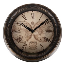 [6KL0801] Wanduhr Braun Beige Ø 23x5 cm / 1xAA