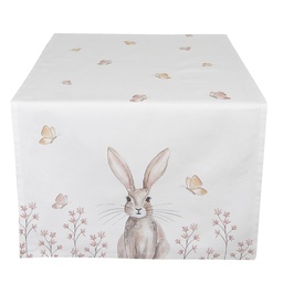 [REB64] Chemin de table Blanc, Marron 50x140 cm