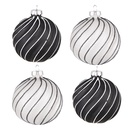 Christbaumkugel Schwarz Grau Ø 8x8 cm (set 4)