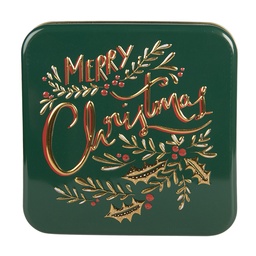 [6BL0210] Boîte de rangement en Fer Vert Couleur or 17x17x6 cm