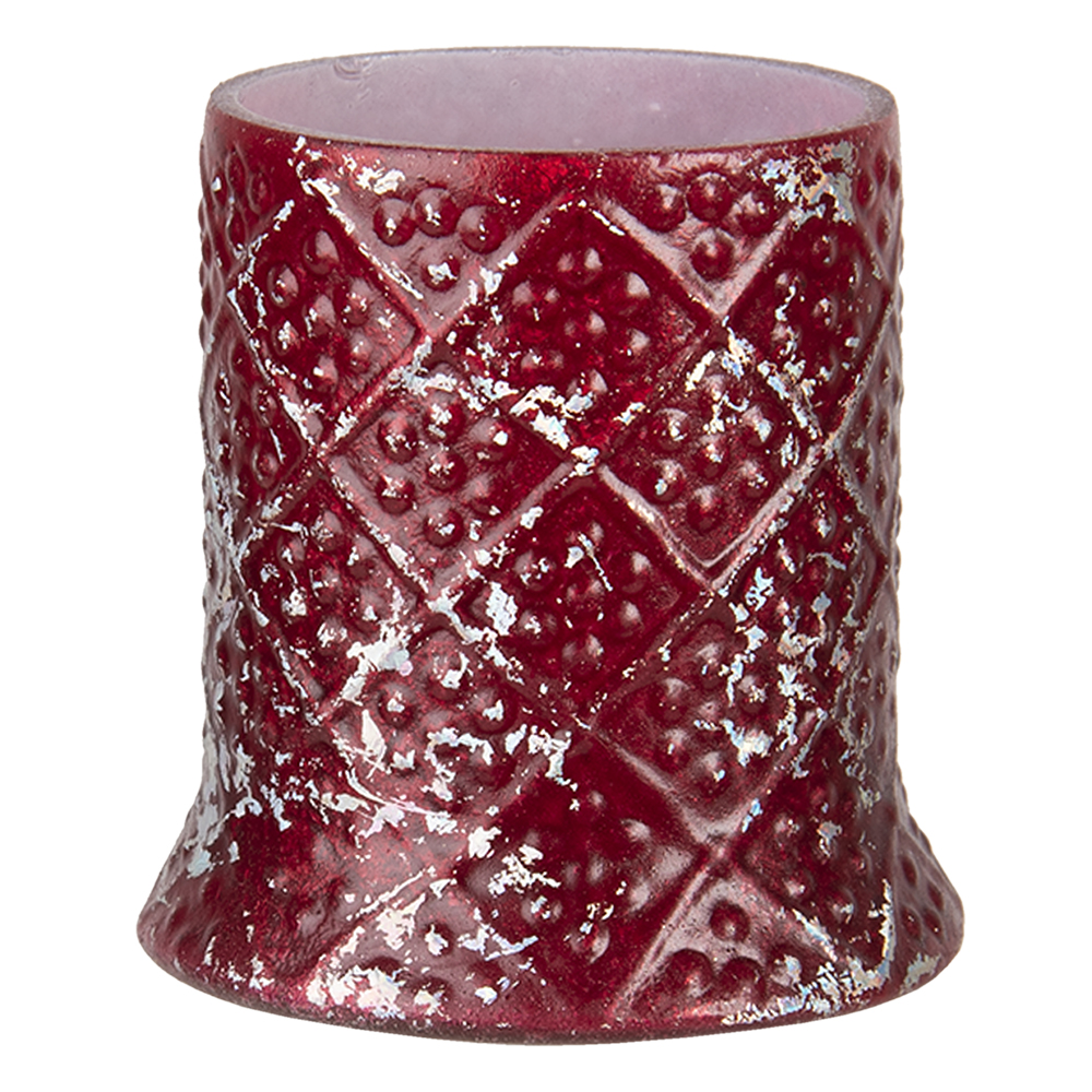 Portacandele in Vetro Rosso Ø 6x7 cm