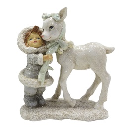 [6PR4812] Decoratie kind met hert 12x6x13 cm