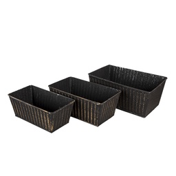 [6Y4626] Vasi da fiori set da interno di 3 Nero 26x17x12 / 23x14x10 / 21x11x9 cm