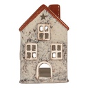 Tealight Holder Christmas House Grey Red 8x7x13 cm