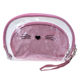 [JZSET0002P] Trousse de toilette pour femmes Rose (set 2) 24x15 / 19x12 cm