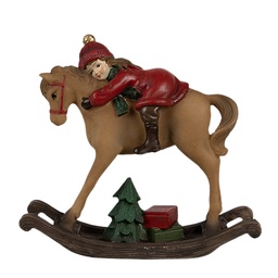 [6PR4181] Weihnachtsdeko Schaukelpferd Braun Rot 11x4x10 cm