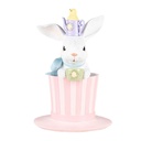 Décoration Lapin sur chapeau Blanc Rose Ø 18x26 cm