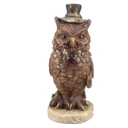 [6PR5081] Image de décoration Hibou Marron Couleur or 7x6x14 cm