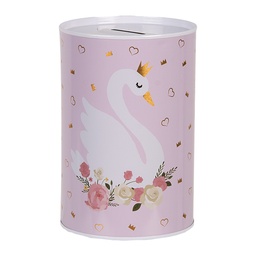 [6BL0165] Spardose Rosa Weiß Ø 10x15 cm