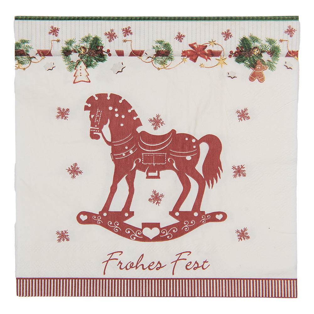 Serviettes en papier Blanc Rouge 33x33 cm (20)