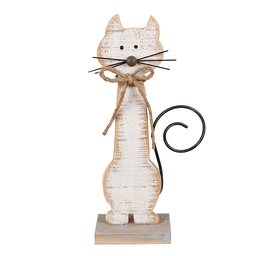 [6Y5594] Image de décoration Chat Blanc 21x8x38 cm