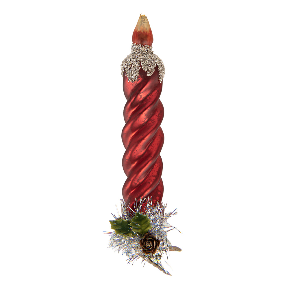 Knijper kerstornament kaars 3x3x16 cm