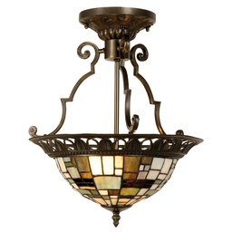 [5LL-5328] Ceiling Lamp Tiffany Brown, Beige Ø 37x41 cm E14/max 2x40W