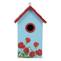 [6H2447] Casetta per Uccelli Blu Rosso 15x10x22 cm