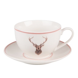 [COLKS] Tasse et soucoupe Beige Marron 12x9x6 cm / Ø 14x2 cm / 200 ml