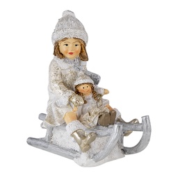 [6PR4665] Decoratie kind op slee 10x5x10 cm