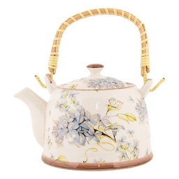 [6CETE0173] Teekanne mit Sieb Weiß Blau 18x14x12 cm / 800 ml