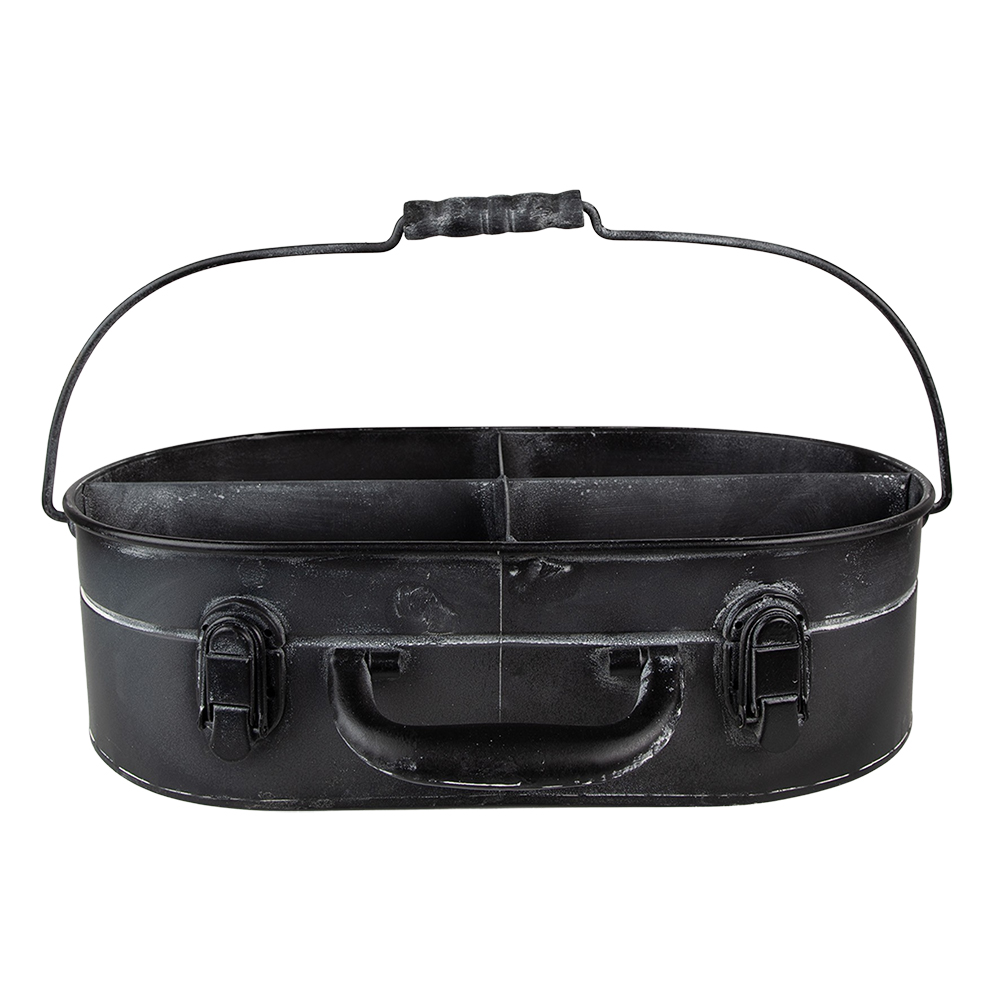 Fächerbehälter (4 Fächern) Schwarz 41x26x11 cm