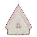 Ciondolo di decorazione di una casetta Verde Rosa 9x1x10 cm