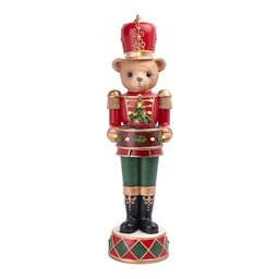 [5PR0242] Music box Nutcracker with LED Red Green 22x28x76 cm