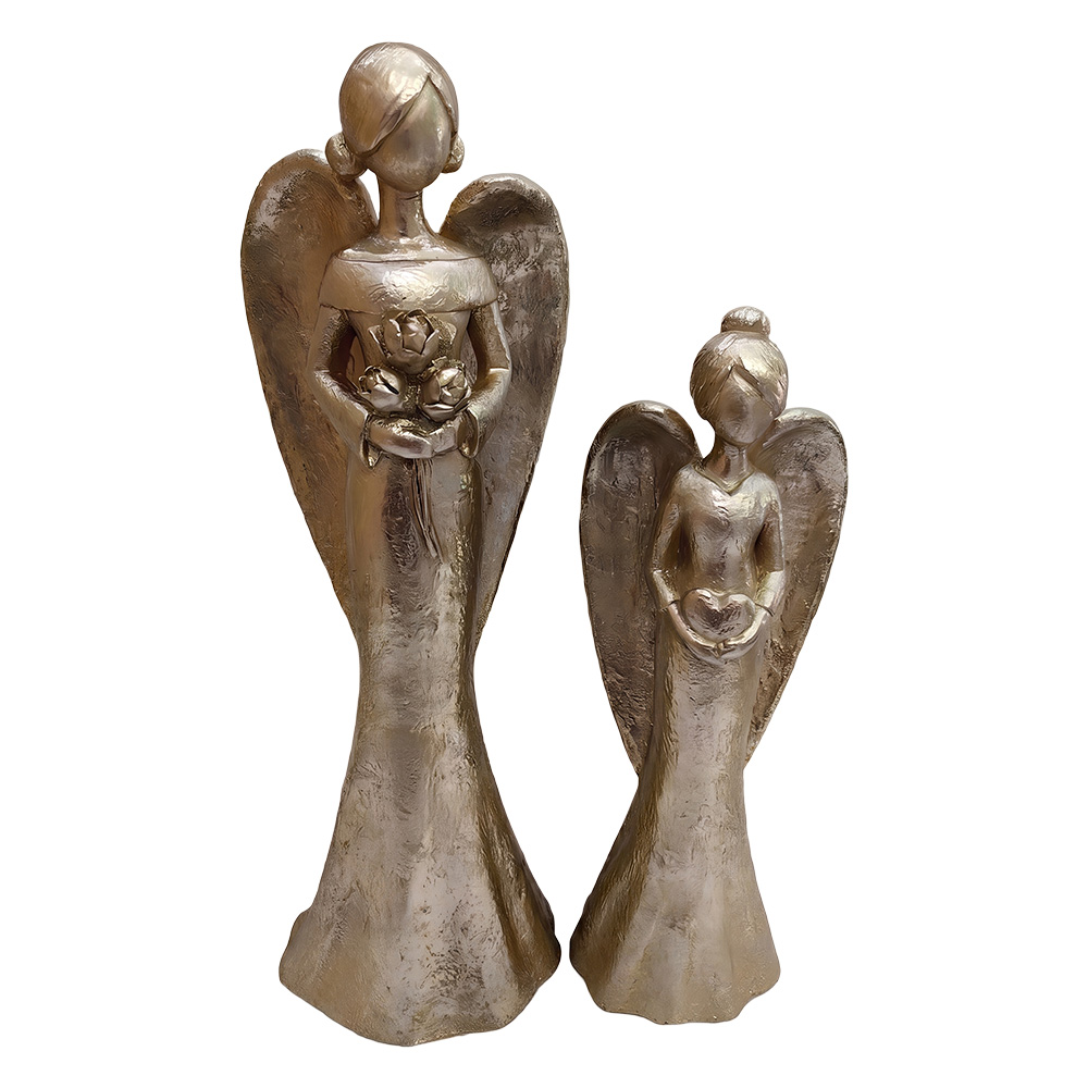 Deko Engel (set 2) Goldfarbig 11x9x33 / 9x7x26 cm