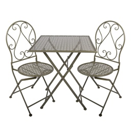 [5Y1432] Set da Bistrot Tavolo sedie (3 Pz.) Verde 60x60x70 / 50x40x93 cm (2)