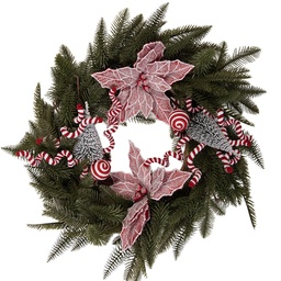[50915] Weihnachtsdeko Kranz Grün Rot Ø 60x20 cm