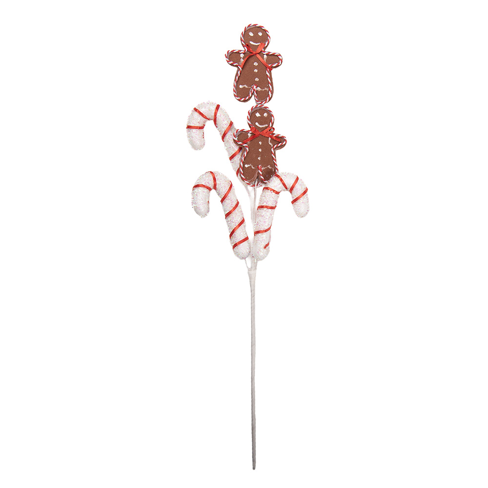 Decoratie zuurstok met peperkoekpop 15x6x60 cm