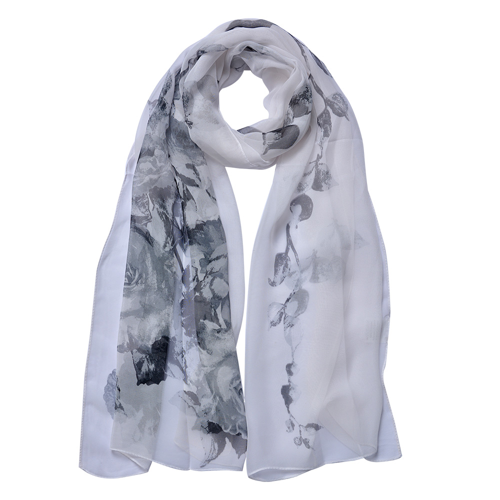 Scarf Women Print White 50x160 cm